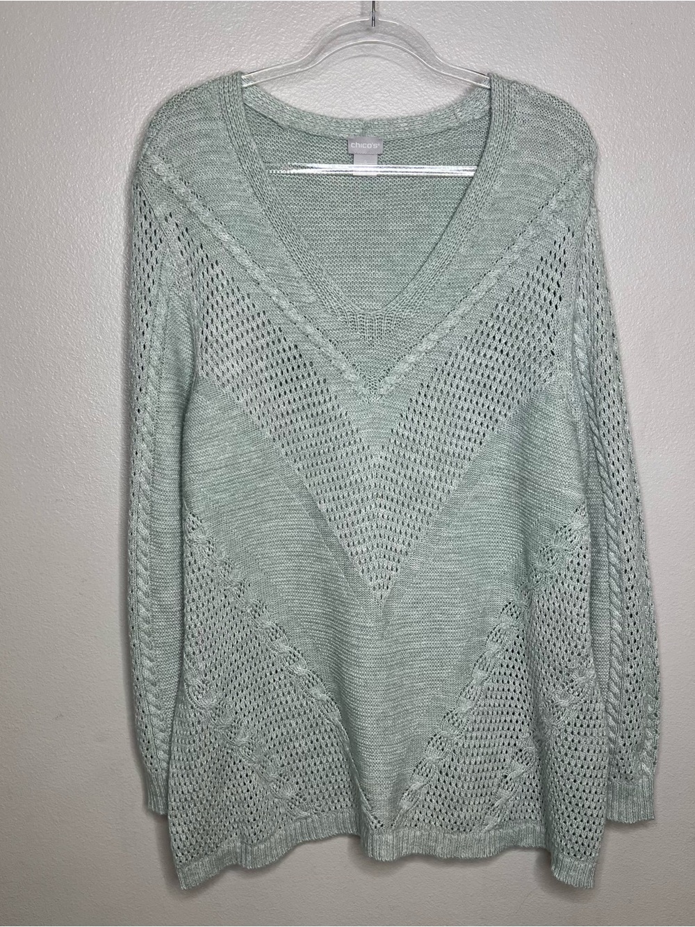 Chicos Knit Sweater Mint Boho Festival Coastal Beach Vacation - Size 4 XXL /20